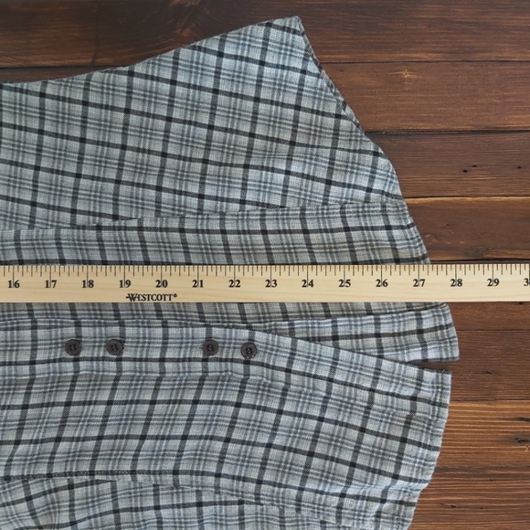 Jacob Connexion shirt womens S/M grey plaid flannel double buttons defined waist - Picture 4 of 6